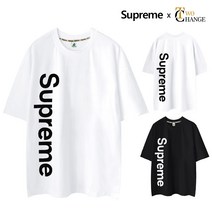 슈프림 정품 5부 오버핏 사이드세로 빅사이즈 M~5XL 남자 여자 라운드 남녀공용 반팔 티셔츠