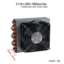 육체적인 냉각 콘덴서 코일 냉장고를 위한 동관 열교환기 포탄을 가진 작은 알루미늄 탄미익 열교환기, 3x8x200-180팬