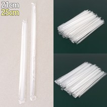 환경 빨대 대용량 투명 빨대 주름없는 개별포장 사탕수수, 사이즈, 6mm x 25cm