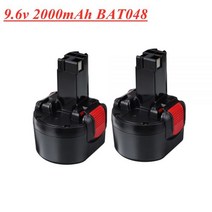 호환 리튬 이온 배터리 BAT048 9.6V 2000mAh Ni CD Bosch PSR 960 BH984 BAT119 9.6v 전동 공구 충전식 2개