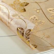 SKANDSALO 식탁매트 PVC투명 식탁보 테이블보 방수 소프트유리 플라스틱 탁상보 테이블패드 기름방지 크리스탈보드, T08-1.5골드색 리프, C08-80*80CM