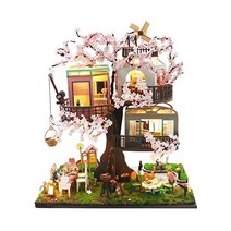 Spilay DIY 미니어처 인형 하우스 나무 가구 키트 먼지 커버 수제 미니 공예 복고 빌라 모델 1:24 어른 친구 연인 크리에이티브 룸 아이디어 선물(L2221)
