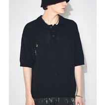 MAISON MINED DAMAGE SITE KNIT HALF 셔츠S 블랙