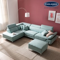 [잉글랜더]잭슨 6인용 코너형 아쿠아텍스 무빙헤드 소파(스툴포함), 민트:우형