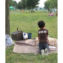 피크닉 소풍매트 도트 패턴 은박 돗자리 야유회돗자리, 소-브라운