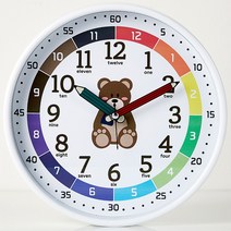 시그너스 레인보우 넘버 어린이 교육용 벽시계 인테리어 시계 유치원 교육용 시계, 곰돌이