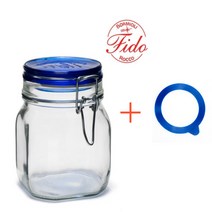 [굿즈팡팡] 보르미올리 피도병 밀폐용기 과일청 유리저장병 750ml + 실리콘 폐킹, 블루탑, 750ml 8개 + 실리콘패킹 8개