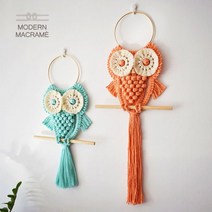 골드링 부엉이 2컬러 벽걸이 장식품 DIY 키트 마크라메 재료, 민트