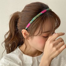 키메라제이 둥근비단 실크 얇은 머리띠 헤어밴드 6color