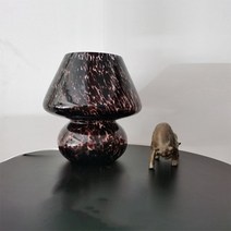 유리 버섯 침대 옆 테이블 램프 이탈리아 반투명 무라노 빈티지 스타일 줄무늬 작은 스탠드 책상 램프 소용돌이 빛 홈 장식 식사 거실 침실 선물, Black sports, 9.15 inches Maxi, 한국 표준 플러그