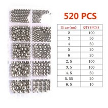 베어링 304 스테인리스 스틸 솔리드 볼 SUS 정밀 작은 펠렛 새총 구슬 둥근 부드러운 슬라이드 150 PCs 400 520PCs, 2- 6.5mm(520)