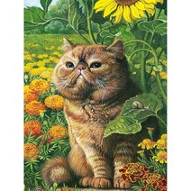 꽃밭 행운 고양이 우드 직소퍼즐 럭키 캣 야웅이 플라워 보면 기분이 좋아지는 사랑스러운 야냥이 키티 동물화 집콕취미 집중력향상 스트레스 해소 동물 조각퍼즐 13종모음, 300조각, 퍼즐선택12-꽃밭 야웅이