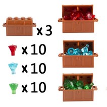 레고호환 부품 블럭 블록 피규어 시티 액세서리 빌딩 상자 보물 다이아몬드 보석 돈 금은 현금 컵 무기 해적 벽돌, 17-3boxes-30다이아몬드