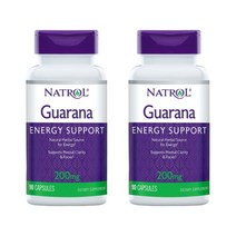 나트롤 과라나 추출물 200mg 90캡슐 2통 운동전 부스터 구아라나 Natrol Guarana Extract, 2개, 90개