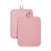 키친에이드 리브드 소프트 실리콘 냄비 홀더 세트 드라이 로즈, KitchenAidDried Rose