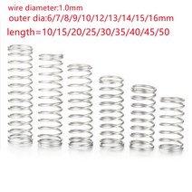 태엽 스프링 인장 볼트 코일 금형 스파이럴 대형 용수철 10 개몫 1.0mm 스테인레스 스틸 압축 외경 6mm 7mm 8mm 9mm 10mm12mm 13mm 14mm 15mm, 35mm