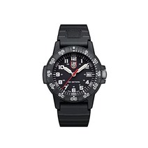 Luminox Leatherback SEA 터틀 XS.0301.L 남성용 시계 스몰 39mm - 날짜 표시가 있는 블랙 밀리터리 100m 방수 블랙 리본