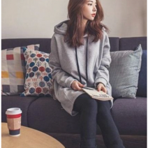 여성 후리스 박시 오버핏 루즈핏 롱후드티