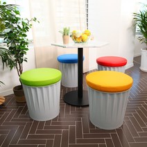 DSP 드럼체어 일반형 수납의자 정리함 스툴 다용도 화장대의자, 화이드-그린