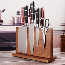 하모니 원목 자석 칼걸이 칼꽂이 칼거치대 칼블럭, 고무나무 자석 칼 스탠드 E1212