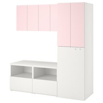 이케아 스모스타드 수납콤비네이션 - 화이트 페일핑크/with pull-out 180x57x196 cm