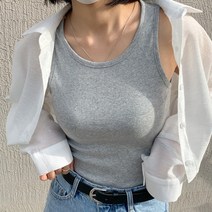 [당일발송] 망고 롱 쫀쫀한 나시 이너 유넥 레이어드 홀터넥 나시티 쫀쫀나시 흰 검정