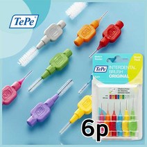 TePe 테페 휴대용 치간칫솔 I자형 6p 플라스틱포장 6개입, 0.7mm