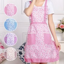꽃무늬 앞치마 식당앞치마 업소용 방수 레이스 어린이집 유치원, 블루