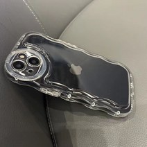 아이폰 블랙 투명 물결 케이스