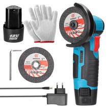 각도절단기 슬라이딩 스탠드 500rpm 앵글 그라인더 기계 전기 그라인딩 도구 연마 세라믹 타일 목재 절단 위한 충전식 미니 그라인더 커터, 2pcs 배터리 eu 플러그