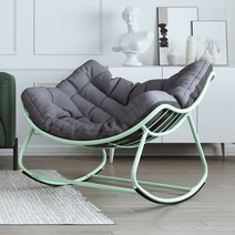 1인용 라탄등나무 원목 안락의자 휴식을 위한 쿠션 흔들의자 거실 침실 베란다, 철심큰손의자/청록색