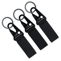 FAIRWIN Tactical Gear 클립 나일론 키링 홀더 또는 전술 벨트 키퍼 밀리터리 유틸리티 행거 카라비너 몰리 후크 블랙 탠 그린 (신축성 있는 - 탠/브라운), Black-3