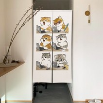 일본 문 커튼 노렌 귀여운 고양이 커튼 거실 침실 출입구 파티션 주방 입구 걸이식 반 커튼, 80x120cm, CLX00465