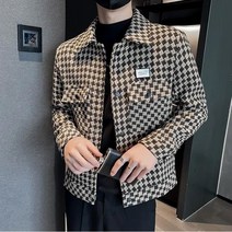 남자 울 글렌체크 싱글 쇼트한 자켓+ 브랜드 맞춤 양말