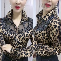 [Myshe]성 호피 셔츠 셔츠 빅사이즈 긴팔 블라우스 Shefei106CS6