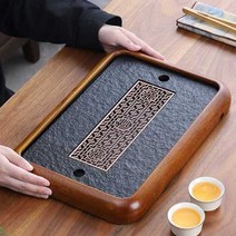 돌 차트레이 사무실 다기 음료 쟁반 골동품 감성 차판, 차 트레이 라이트 브라운 39x26cm