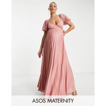 ASOS DESIGN 로즈 임부복 퍼프 슬리브 랩 맥시 드레스