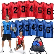 축구조끼 축구 풋살 팀 양면 조끼 유니폼 스포츠 Pinnies 번호의 연습 동전 농구 저지 턱받이 세트 12청소년 성인 블루 레드