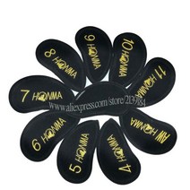 HONMA-새로운 골프 헤드 커버 블랙 유니섹스 클럽 아이언 헤드 커버 세트, 혼마 벨크로 아이언커버, 검정색