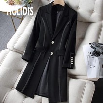 HOLIDIS 100kg 여성 패션 정장 미디 봄 가을 빅사이즈 여성 트렌치 코트