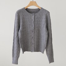 제니트 여성 기본핏 라운드넥 세로 꽈배기 데일리 니트 가디건 아유꽈가디건
