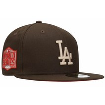 LA 다저스 뉴에라 59FIFTY 2020 MLB 월드 시리즈 브라운 레드 핏 모자