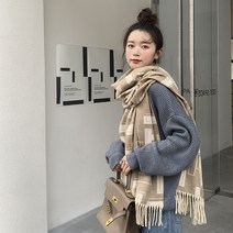 가을 겨울 두 꺼 운 수술 목도리 여자 알파벳 프린트 캐시미어 목도리 숄 방한 보온 목도리명품스카프 실크스카프