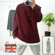 코디캡틴 루즈핏 오버핏 스트라이프 빅사이즈 단가라티셔츠