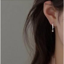 925 실버 은 골드 사각 큐브 드롭 더블 스틱 바 큐빅 데일리 링 귀걸이