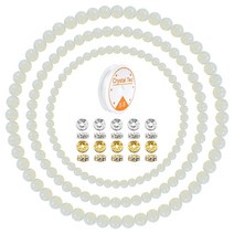 팔찌용 터키석 스톤 비즈 175개 6mm 8mm 10mm 벌크 라운드 차크라 비즈 루즈 힐링 파워 보석 비즈 DIY 팔찌 목걸이 주얼리 제작용 크리스탈 스페이서 비즈 스트링 포함, white opal bead
