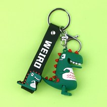 열쇠고리 숏 공룡피규어 여성 팬시 큐트 자동차 키 링 커플 애니메이션 인싸템 책가방 모빌 2647832180, 잉크 그린 다이노스 _블랙 밴드