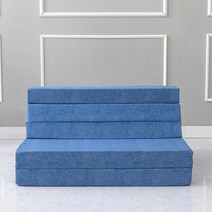 [앤틱하우스] 올뎃홈 5단 접이식 토퍼매트리스 수면매트 9cm S 싱글 90x200 1인용, 5단토퍼(1인용):코지슬림-블루