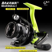 BAKAWA 낚시 릴 스피닝 Pesca 2000-7000 시리즈 금속 스풀 휠 바다 잉어 피더 태클을 위한 모든 것, mx 형광 녹색, 6000 시리즈, 협력사