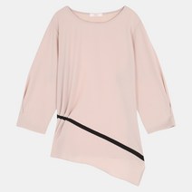[멜본] 하늘하늘 소재 하나만 입어도 멋스러운 라운드 예쁜 날씬해 보이는 오버핏 배색테잎 언발 블라우스 STBL21437